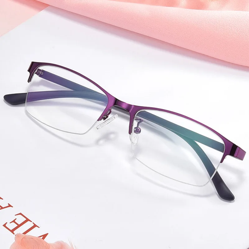 Women Myopia Glasses Ladies Half Frame Anti-blue Light Prescription Glasses Men Finished Eyewear -1.0 To -4.0 gafas