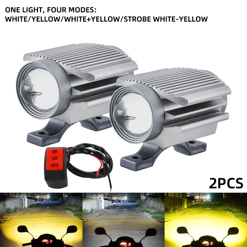 2pcs 35W LED Motorcycle Headlight Spotlight Lens Laser cannon LED Spotlight for motorcycle Scooter additional Light waterproof