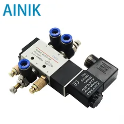 Pneumatic Electric Solenoid Valve 4V210-08 5 Way 2 Position Control Air Gas Magnetic Valve 12V 24V 220V 4mm-12mm Hose Fittings
