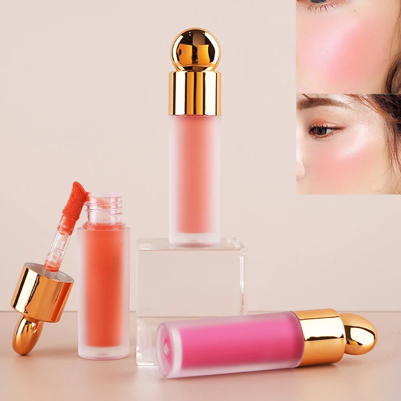 Liquid Powder Blusher ผู้หญิง Natural Contouring Rouge Moisturizing กระจกพื้นผิวลิปกลอสครีม Blush Stick เครื่องสําอาง Glossy