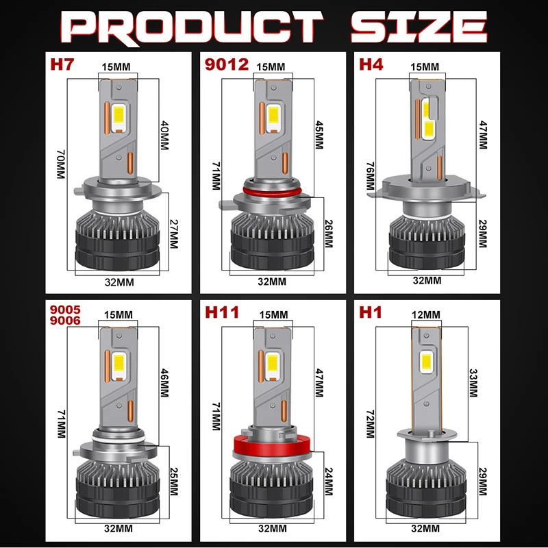 4300K 300W H7 H4 Led Canbus Lamp Double Copper Tube 6000K Led