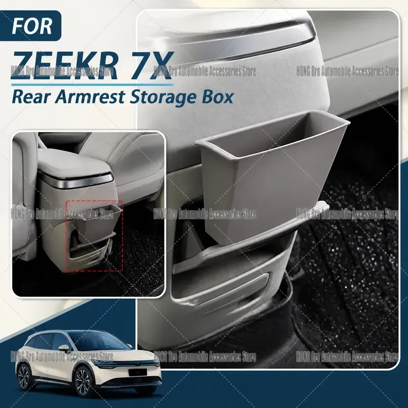 For Zeekr 7X Central Console Rear Silicone Armrest Storage Box Interior Accessories Organizer Tray 2024 2025 Car Decor