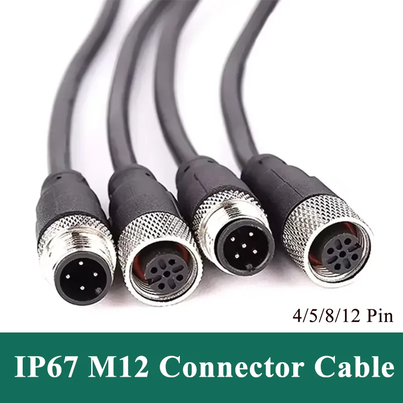 

Waterproof M12 4Pin 5pin 8pin 12pin Connector with Wire Male Female Aviation Plug PVC PUR Shield Sensor Extension Cable 1M 5M