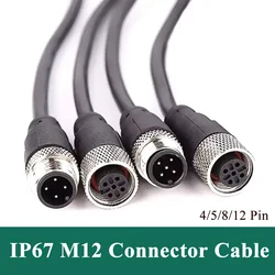 Waterproof M12 4Pin 5pin 8pin 12pin Connector with Wire Male Female Aviation Plug PVC PUR Shield Sensor Extension Cable 1M 5M