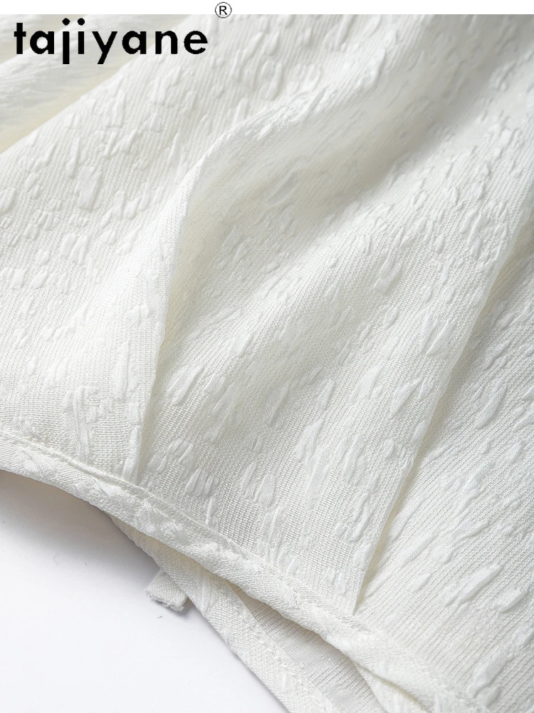 TAJIYANE 93% Mulberry Silk Blouse Woman Elegant Short V-neck Shirt High Quality Spring Summer Tops 2025 Luxury Clothes Блузка