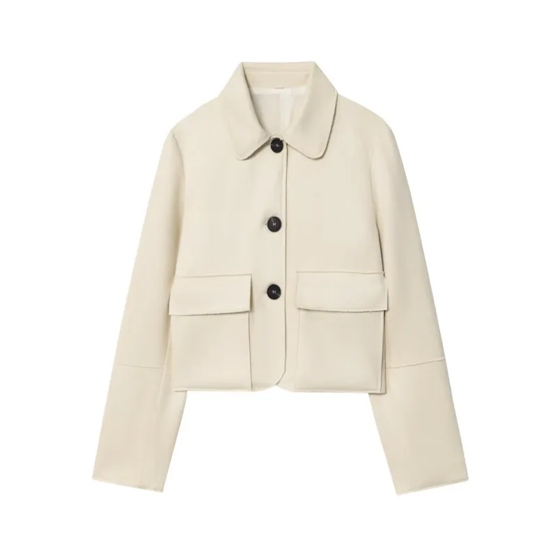 

NERHEFZ повседневная однотонная замшевая куртка, женская куртка на пуговицах с лацканами, новинка 2025, весна-осень-осень, модная куртка, пальто