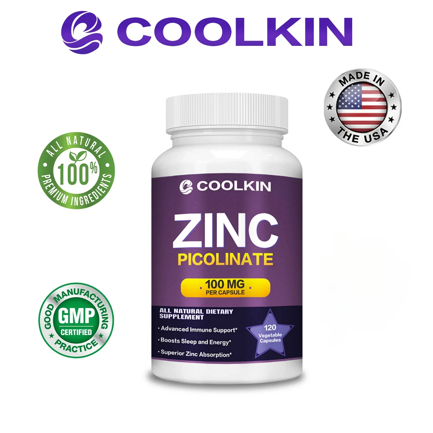 Zinc Picolinate - for Strong Bones Teeth Heart Nerve Increase Immune System Function Supplement