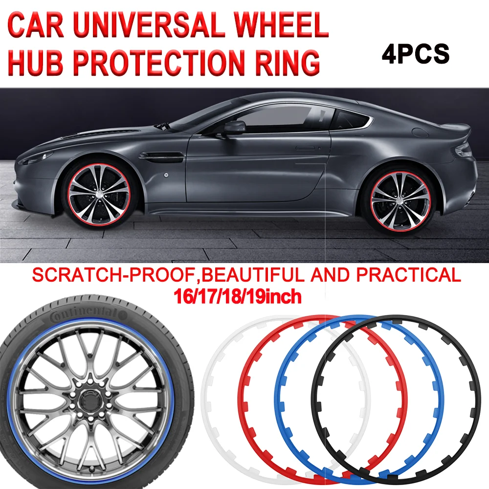 4PCS 16/17/18inch Rubber Car Rims Ring Protectors Auto Wheel Rims Guard Strips Auto Accessories For Audi Q7 Q8 TT RS Sline A7 Q1