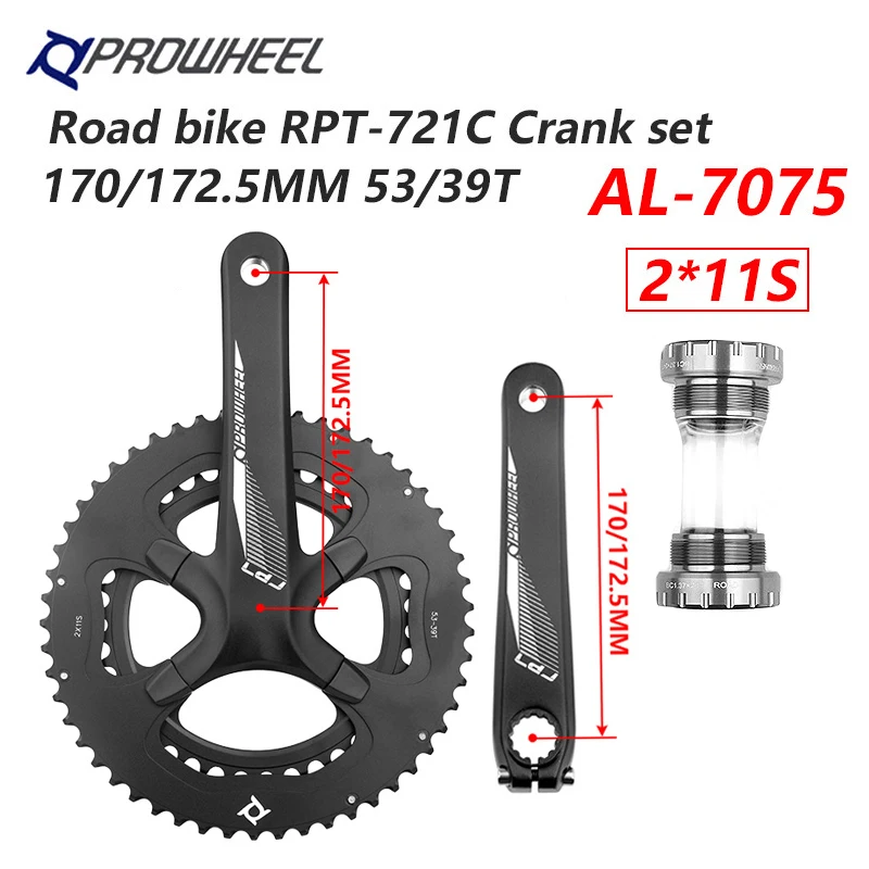 

PROWHEEL 110BCD 53T/39T Road Bicycle Crankset 2x11S 170mm 172.5mm 7075-AL Crank Double Sprockets Bottom Bracket 11Speed PW-BB68