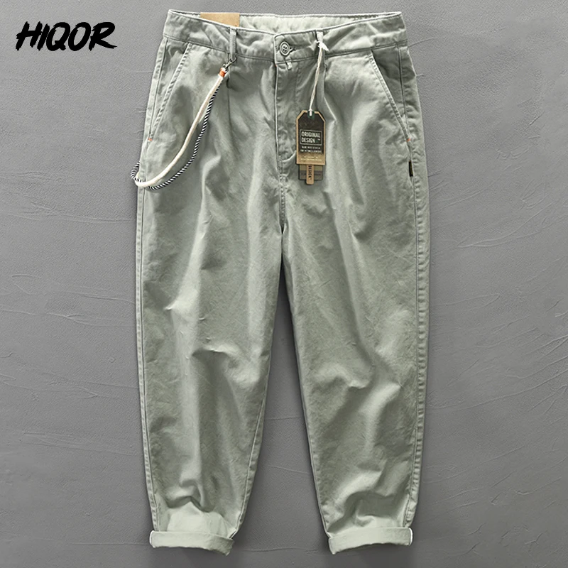 HIQOR Brand Overalls Man Cargo Pants Fashion Mens Cargo Casual Solid Trousers Pocket Sling Design Vintage Hip Hop Streetwear Men