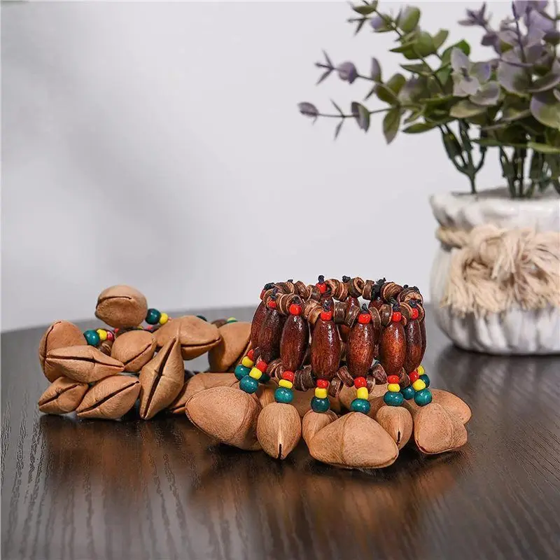 AA75-4 قطع أساور الرقص على شكل صدفة البذور، أجراس المعصم للرقص واليوجا والتأمل، ASMR والعلاج الصوتي