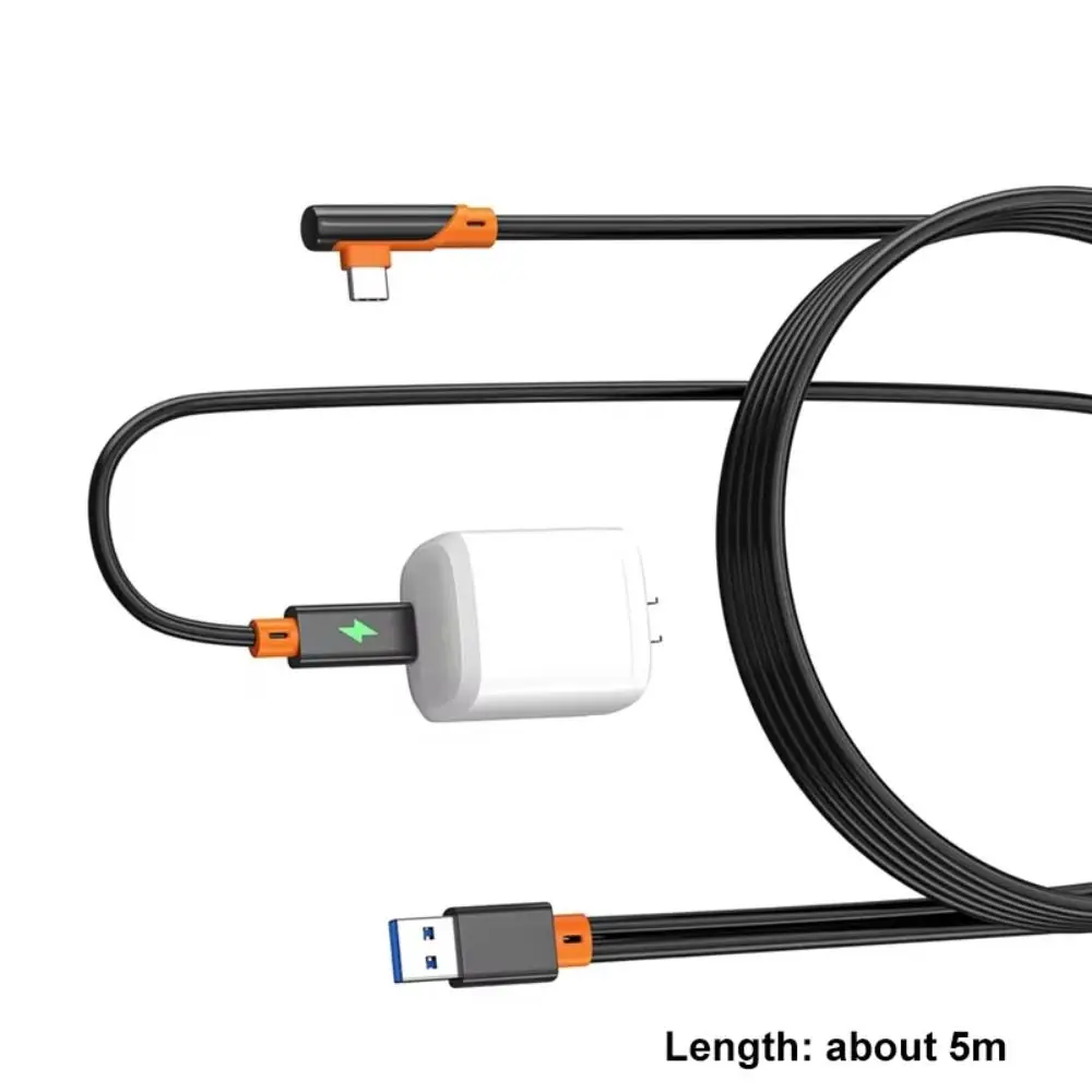 كابل USB3.2 Gen1 VR Link الشحن أثناء تشغيل كابل نقل البيانات عالي السرعة 5 متر ثابت لـ Meta Quest 3/3S/Pico 4 Ultra
