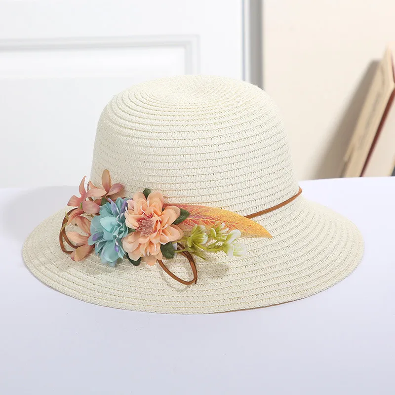 New Summer Children's Straw Hats Baby Girls Breathable Lace Cap Bow Beach Sun Hat Kids Princess Travel Sunshade Hat