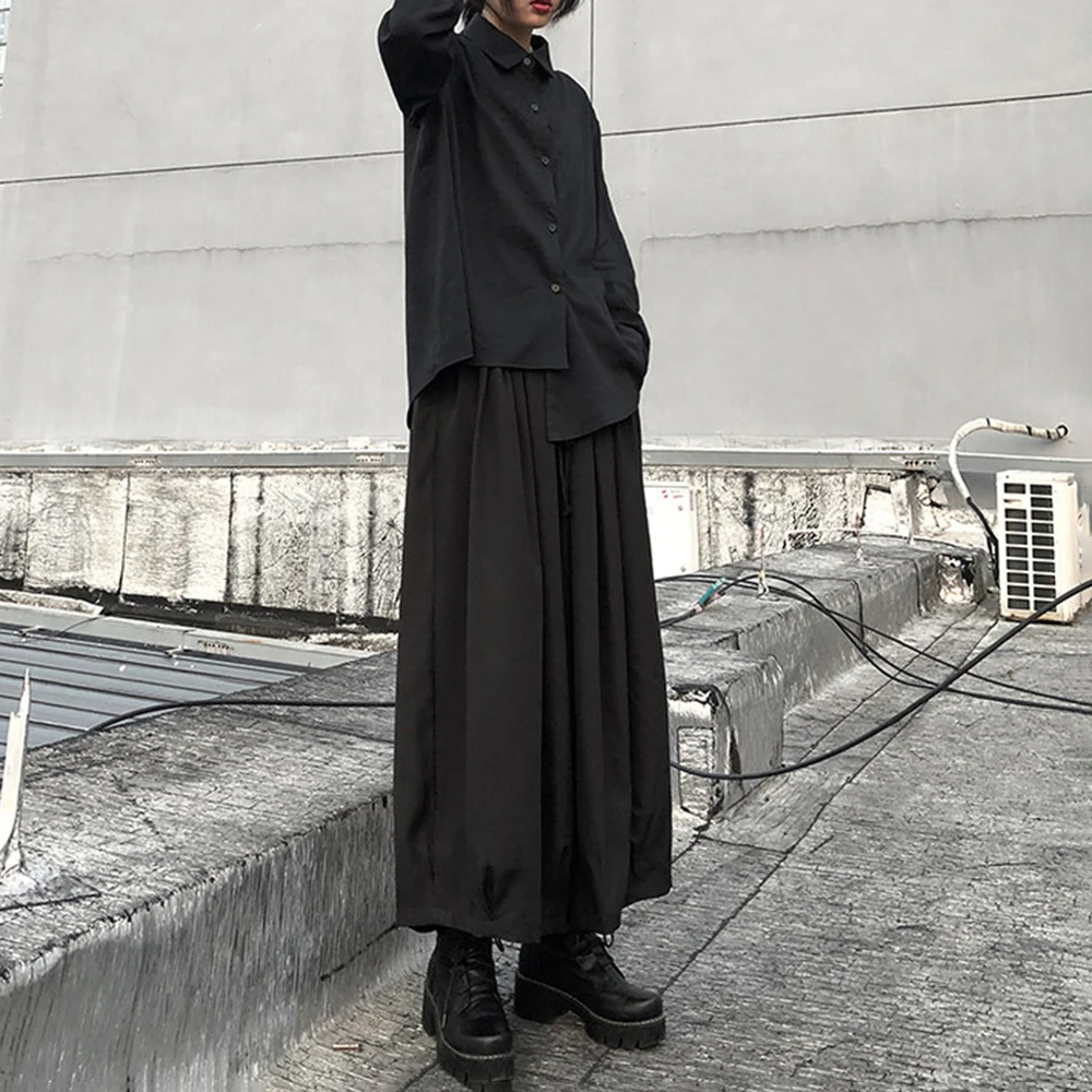 

XS-5XL Summer Male Solid Color Skirt Pants Unisex American Retro Fashion Trend High Street Loose Casual Simple Men's Bottoms