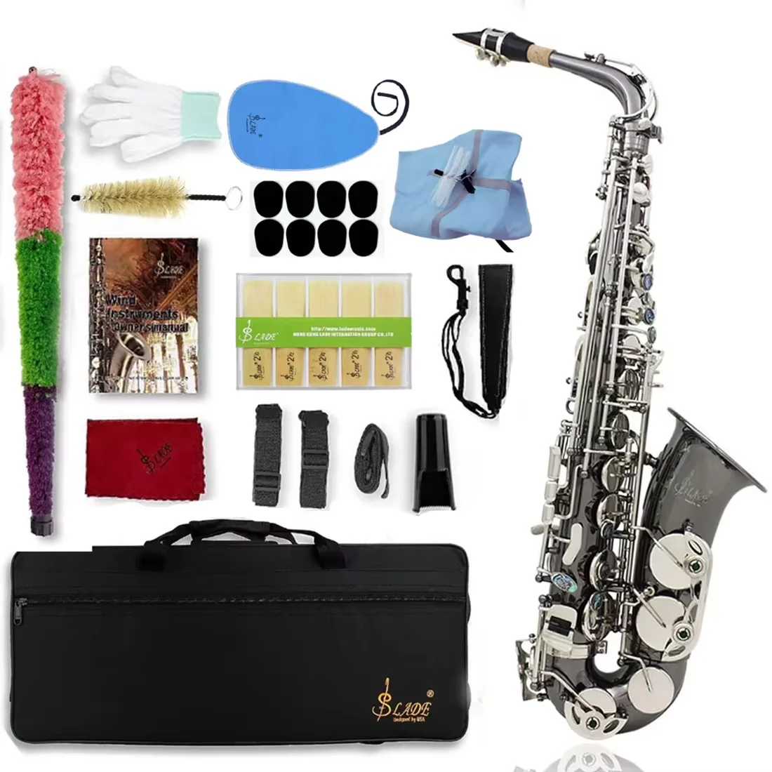 

SLADE Eb Alto Saxophone Black Nickel Plating E Flat Alto Sax Set Woodwind Instrument with Carrying Case and Accessories