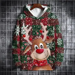 Christmas Santa Claus Hoodies 3D Print Elk Gifts Sweatshirt Men women Unisex Hooded Sweatshirt kids Fashion Oversized Sweatshirt