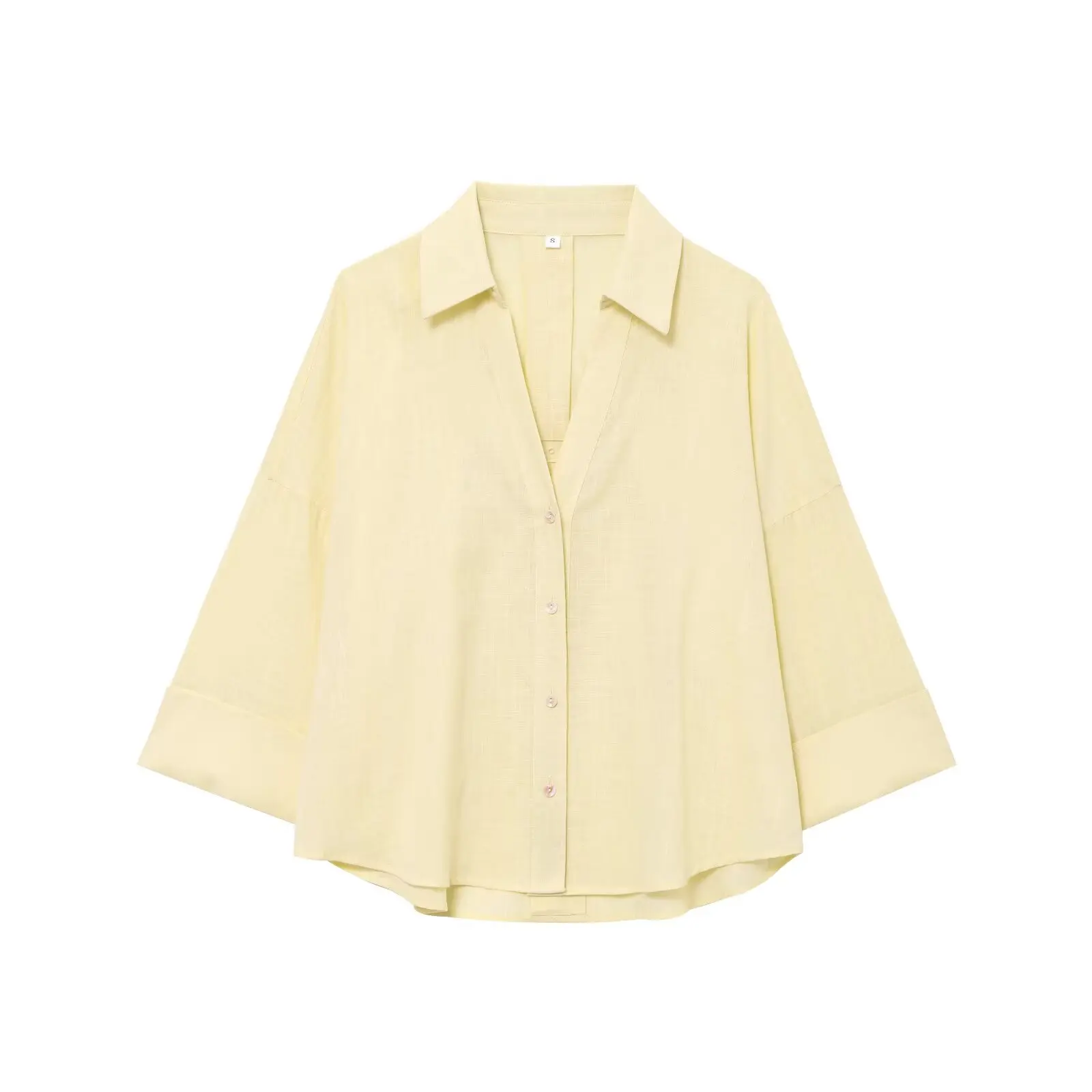 Damenhemd mit Kragen und weiten Ärmeln, schlichtes und lässiges Temperament-Sommerhemd im neuen Stil