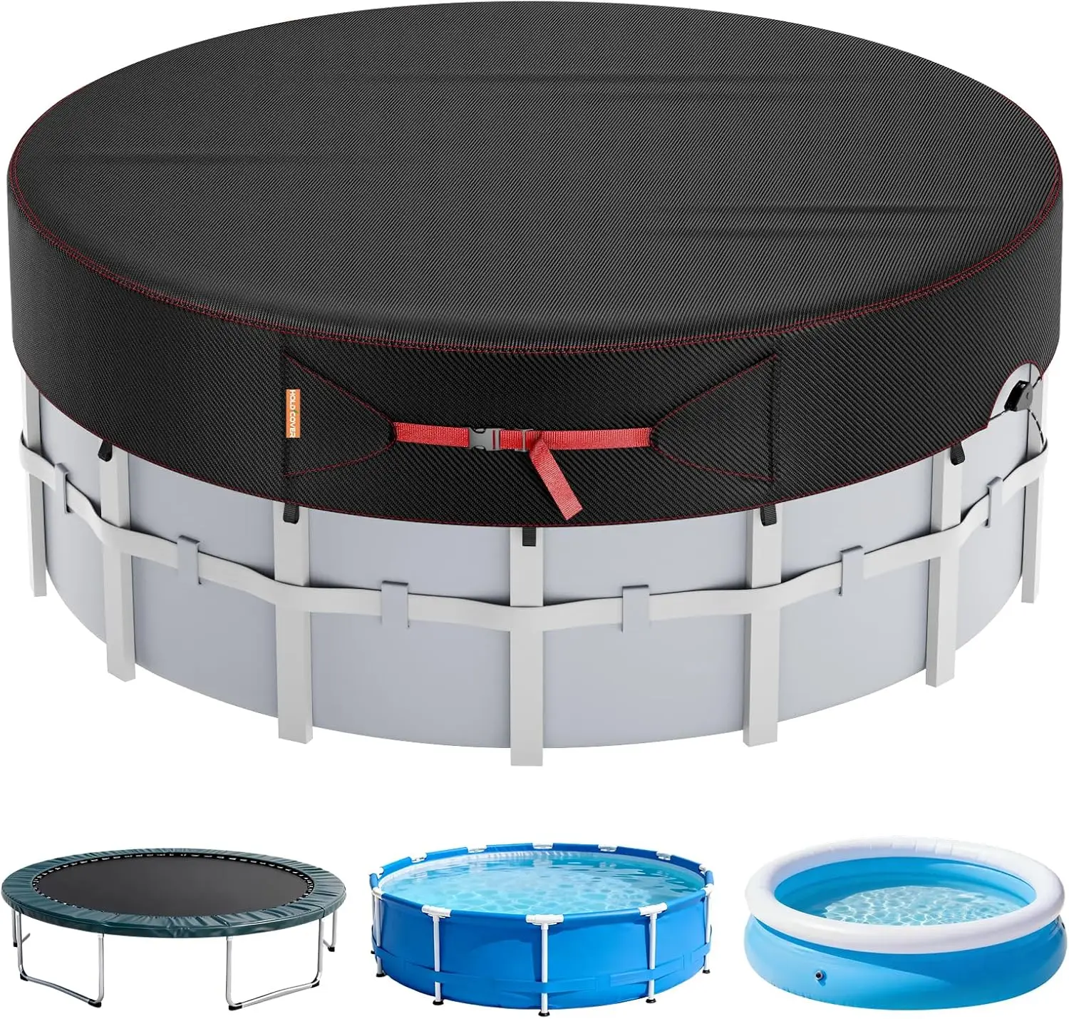 

Круглое солнечное покрытие для бассейнов диаметром 10 футов, водонепроницаемое и пыленепроницаемое, с системой крепления на ремнях.