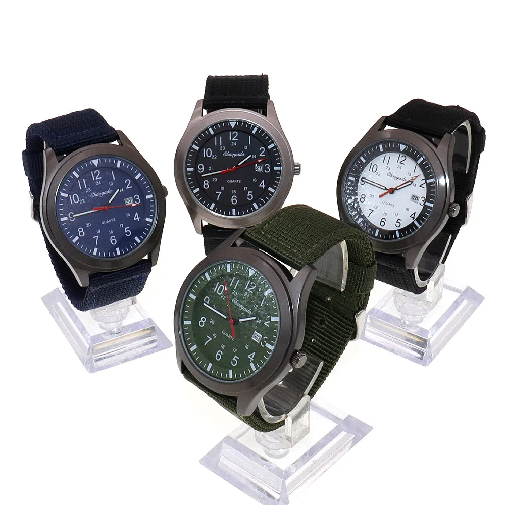 Luxury Men's Quartz Watch Sports Casual Army Design Nylon Strap Wristwatch for Gifting