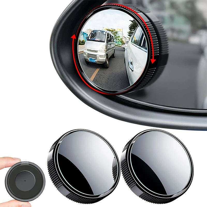 

2 PCS Blind Spot Mirrors HD Glass Convex Lens 360° Adjustable Round Mirror Universal For Vehicles Car Turntable Design