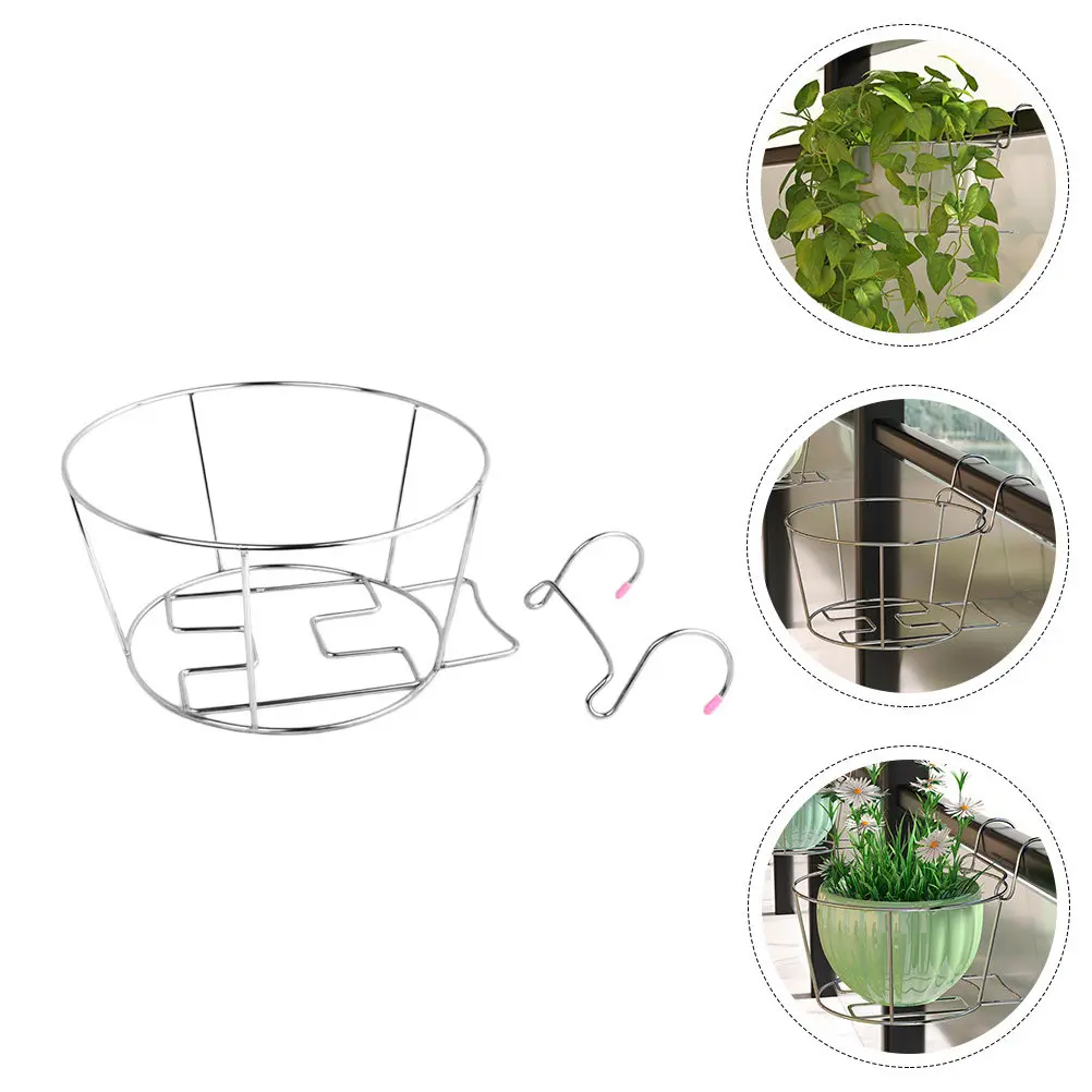 壁掛け式の花鉢スタンド。ステンレス製で、観葉植物の鉢を飾り、庭や室内で使用できる。屋外・屋内用。