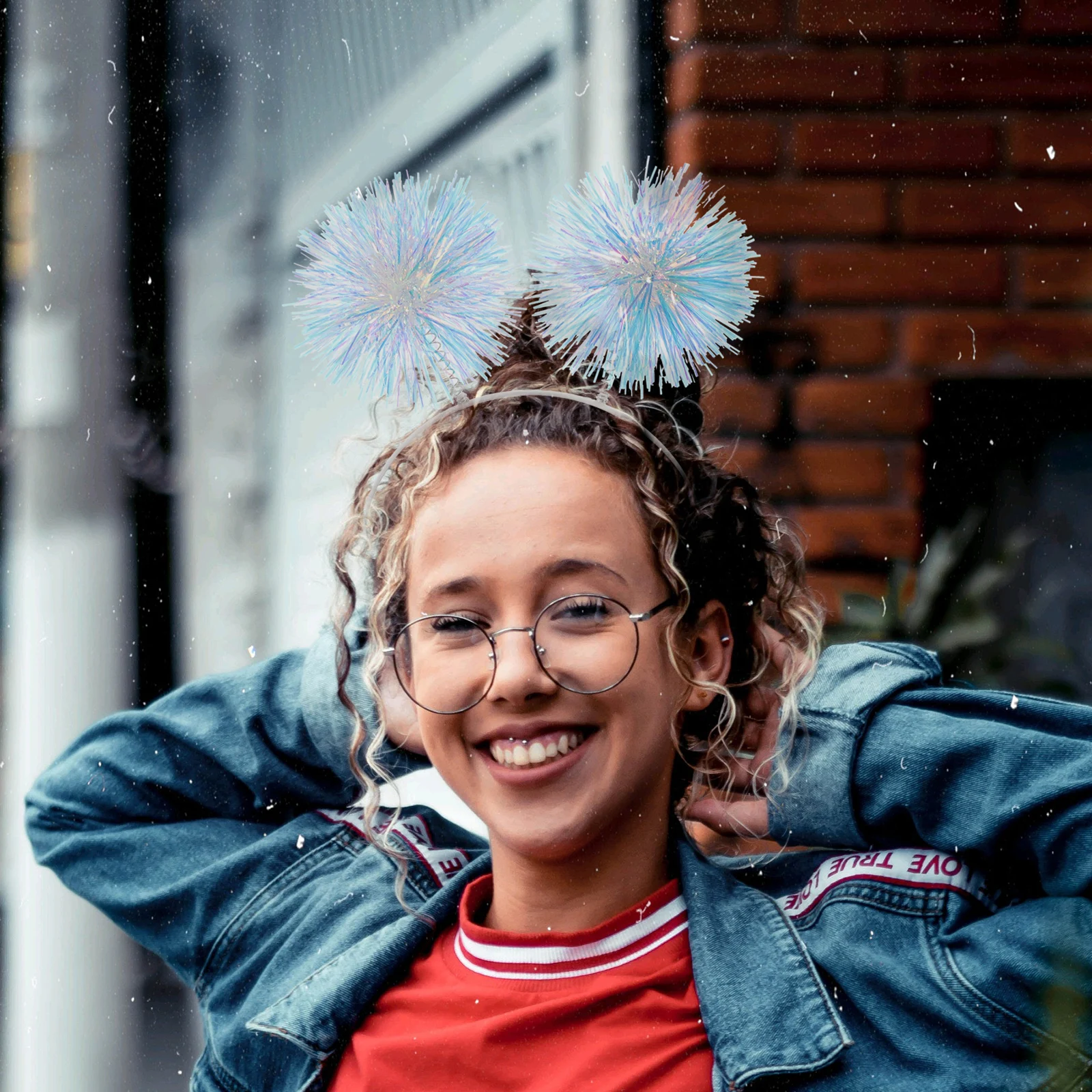 

Pom Headband Hair Accessories Pompom Party White Glitter Valentines Bopper Disco Ball Antenna Women Girls Birthday New Years