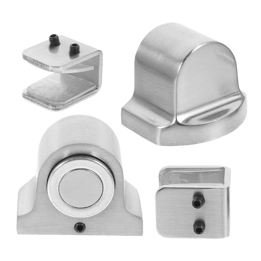 

2 Set Glass Door Retainer Shower Guide Track Skid Pulley Cable System Magnet Bottom