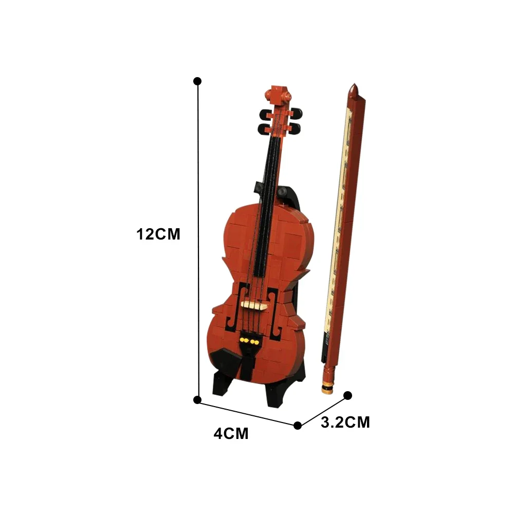 Gobricks MOC Band Artista Violino Classico Strumento Musicale Blocchi di Costruzione Violino Strumento Musicale Decorazione Mattoni Giocattoli Regalo
