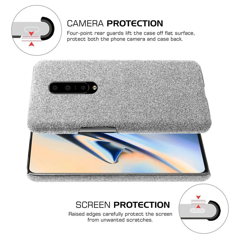 Oneplus 7 Pro Case Luxury Silm Fabric Protection Case Oneplus One Plus 7 7T 8 Pro Cover Coque Funda Bumper Capa Shell Bags