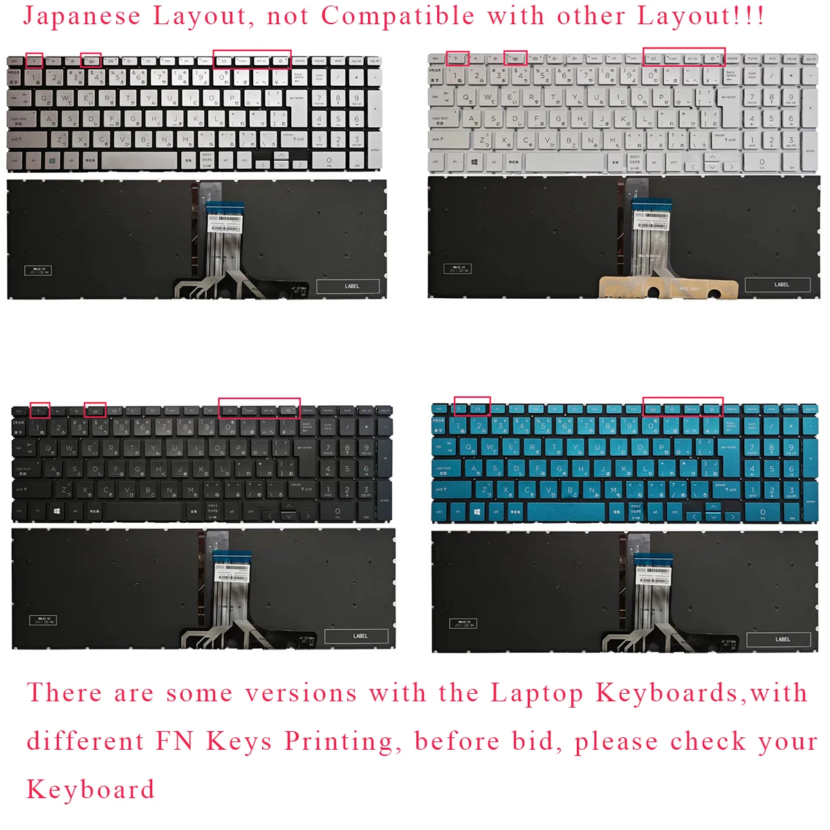 Новая японская клавиатура JP для HP Pavilion 15-EH 15Z-EH 15-EG 15T-EG 15-FD 15-FC 17-CN 17-CP 17-CN0000 15-EG0010nr с подсветкой, без рамки