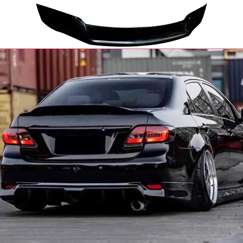 For Toyota Corolla Altis 2007-2013 R Style Rear Trunk Lid Duck Car Spoiler Wings Black Carbon Painted Tuning  Parts