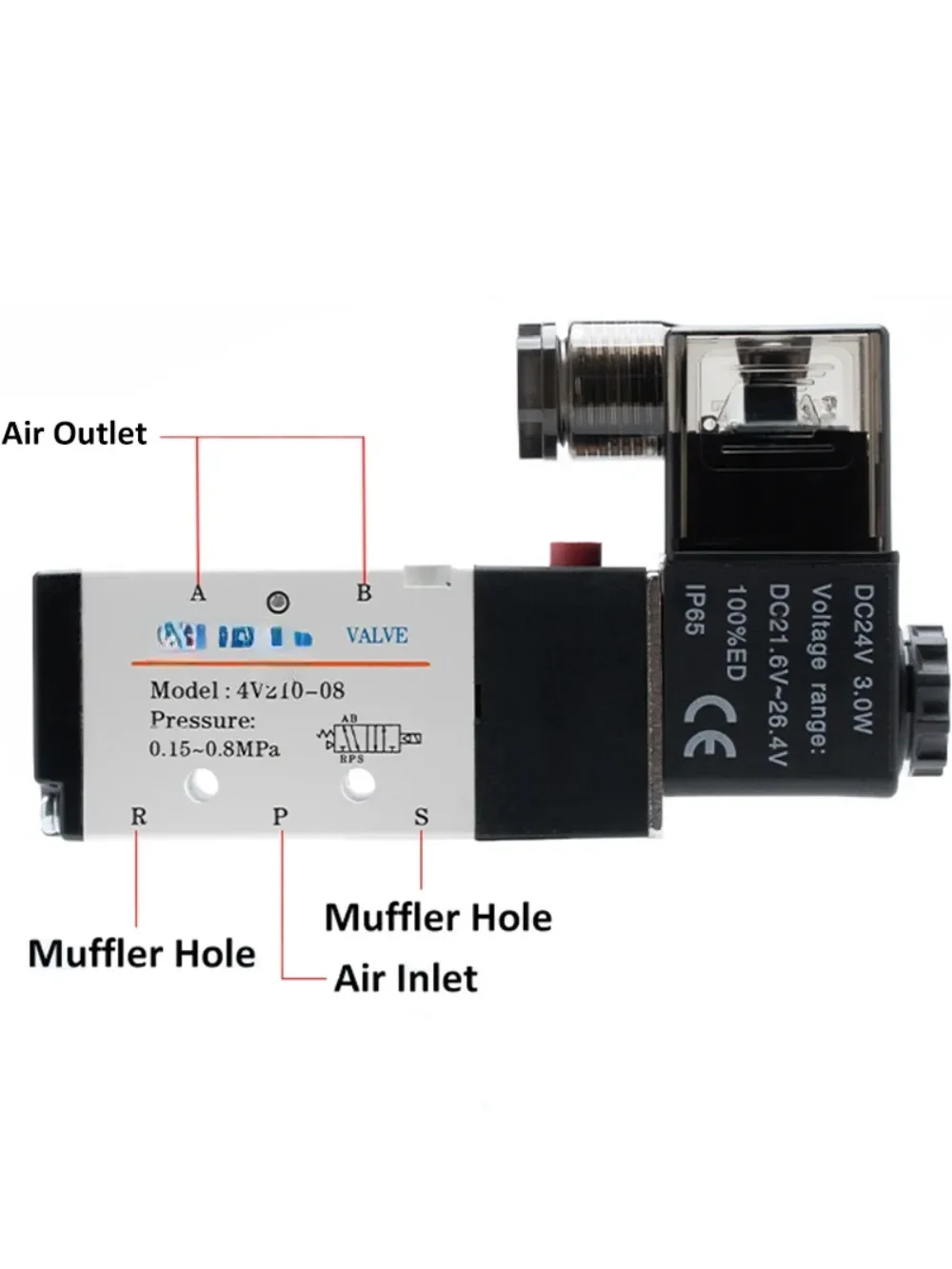 4v210-08 Better Quality  Pneumatic Electric Solenoid Valve Directional Control Air Magnetic Valve 12V 24V 220V 4v210