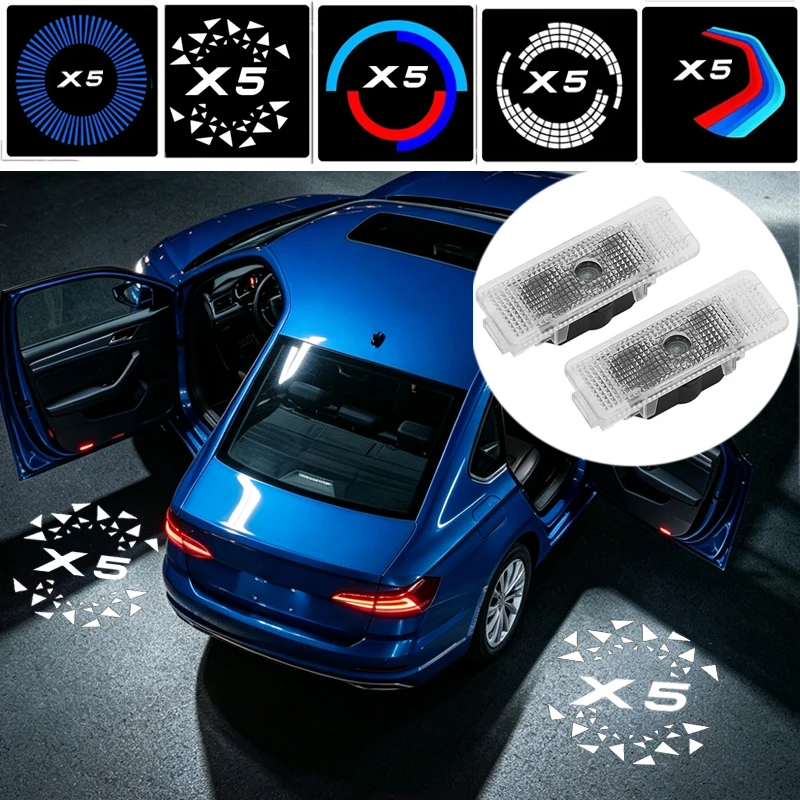 2PCS LED Car Door Projector Welcome Lights for BMW X5 E70 F15 2007-2023 Decor Shadow Courtesy Ghost Badge Lamp Accessories