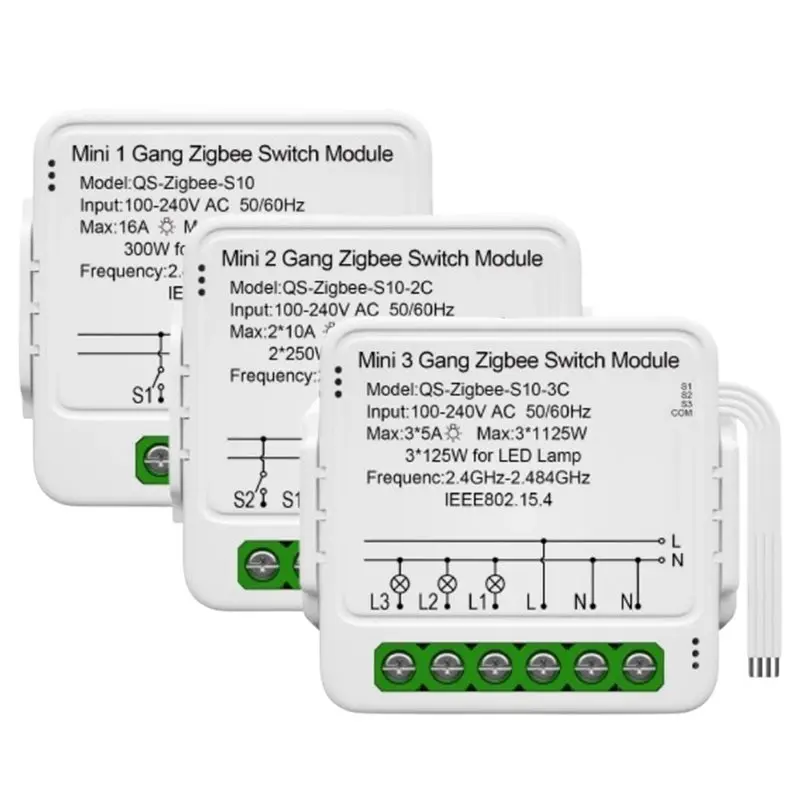

【ЭЛЕКТРОННЫЕ АКСЕССУАРЫ】Модуль мини-выключателя света Tuya Smart Zigbee с поддержкой шлюза и приложения, управление 1/2/3 направлениями