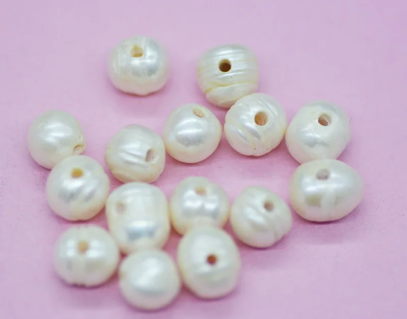 100pcs  Freshwater Pearl, 10mm White Potato Pearl With 2.0mm Hole