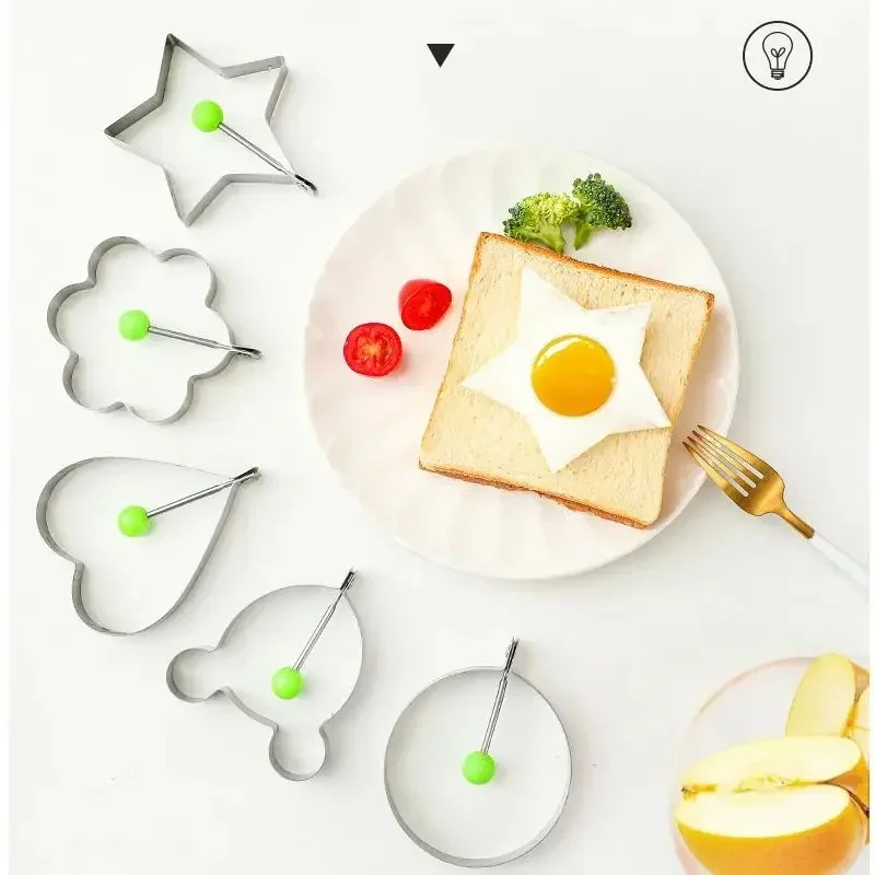 1-5pcs Stainless Steel Fried Egg Molds Breakfast Pancake Mold Cake Tool Non-stick Egg Shaper Baking Cooking Kitchen Gadgets