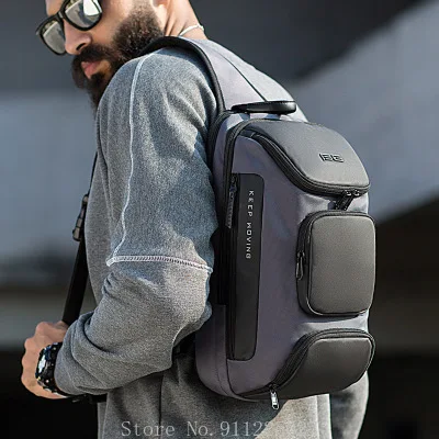 Imagem -02 - Moda Casual Cruz Corpo Bolsa de Carregamento Usb Masculino Viagem ao ar Livre Crossbody Bolsa de Ombro Bolsa Peito dos Homens Curto Pacote Viagem