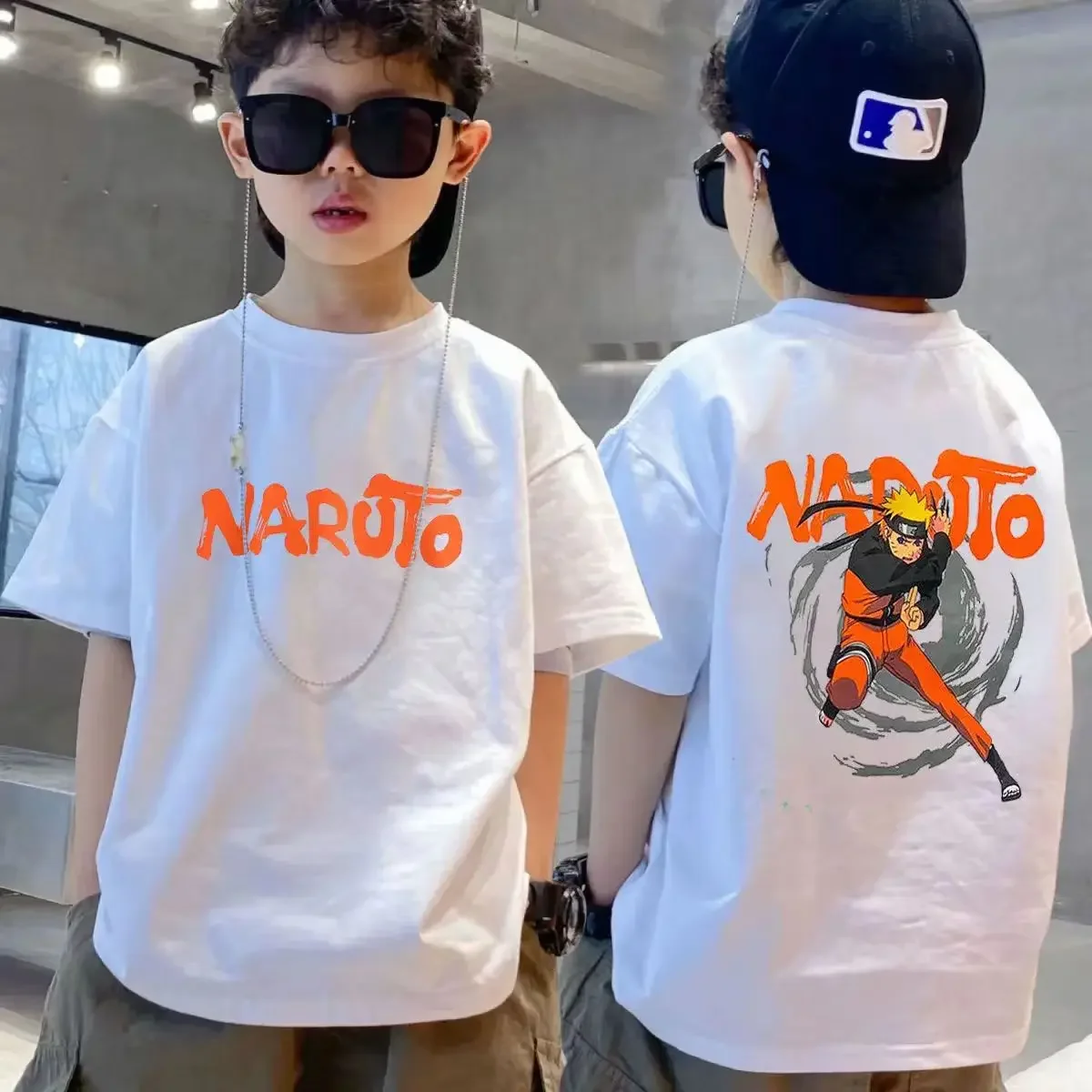 2024 Japan Anime 3-14y Teenager Summer Boys Girls Baby Cotton Printed T Shirt Short Sleeve Tee Childrens Size Cartoon Kids Tops