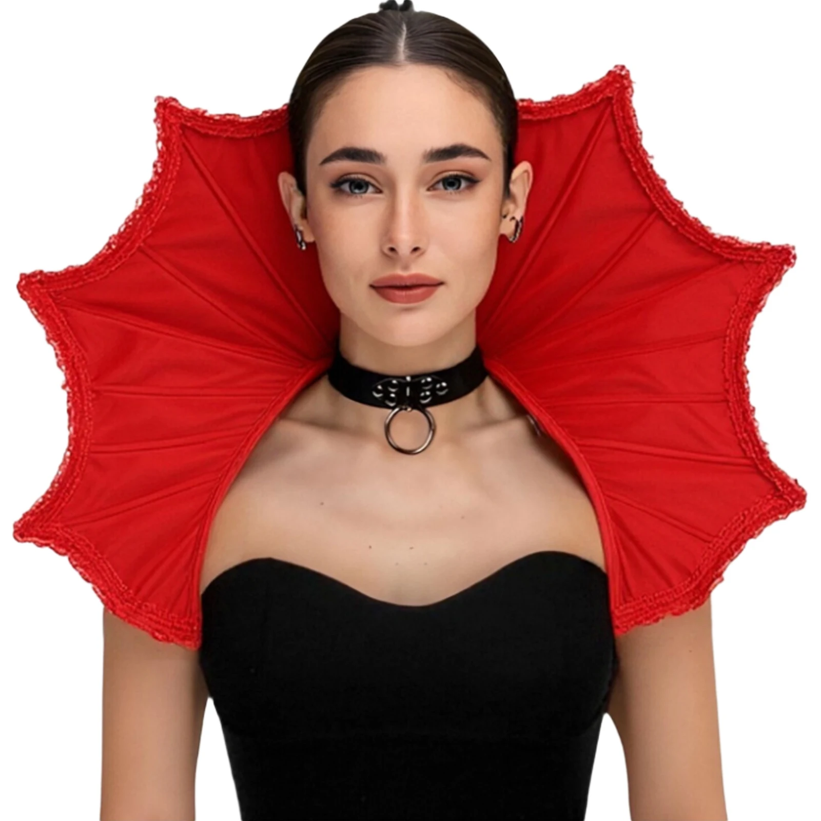 Gothic Victorian Vampire Collar Cape for Halloween Cosplay Festival Carnival Dress Up Costume Accessory Prop for Women