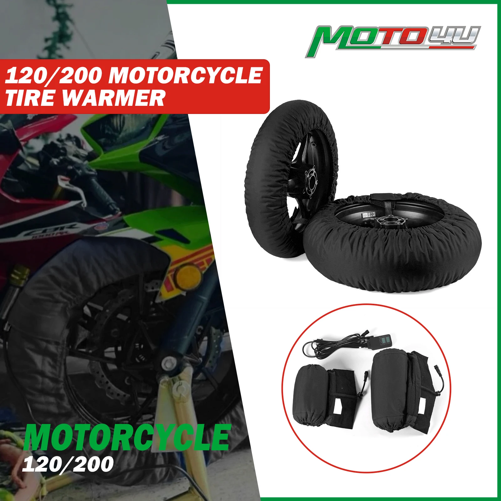 

120/200 Tire Warmer Motorcycle Tyre Warmer Tyre Cover Front and Rear With Digital 220V With EU standard Plug Electric blanket