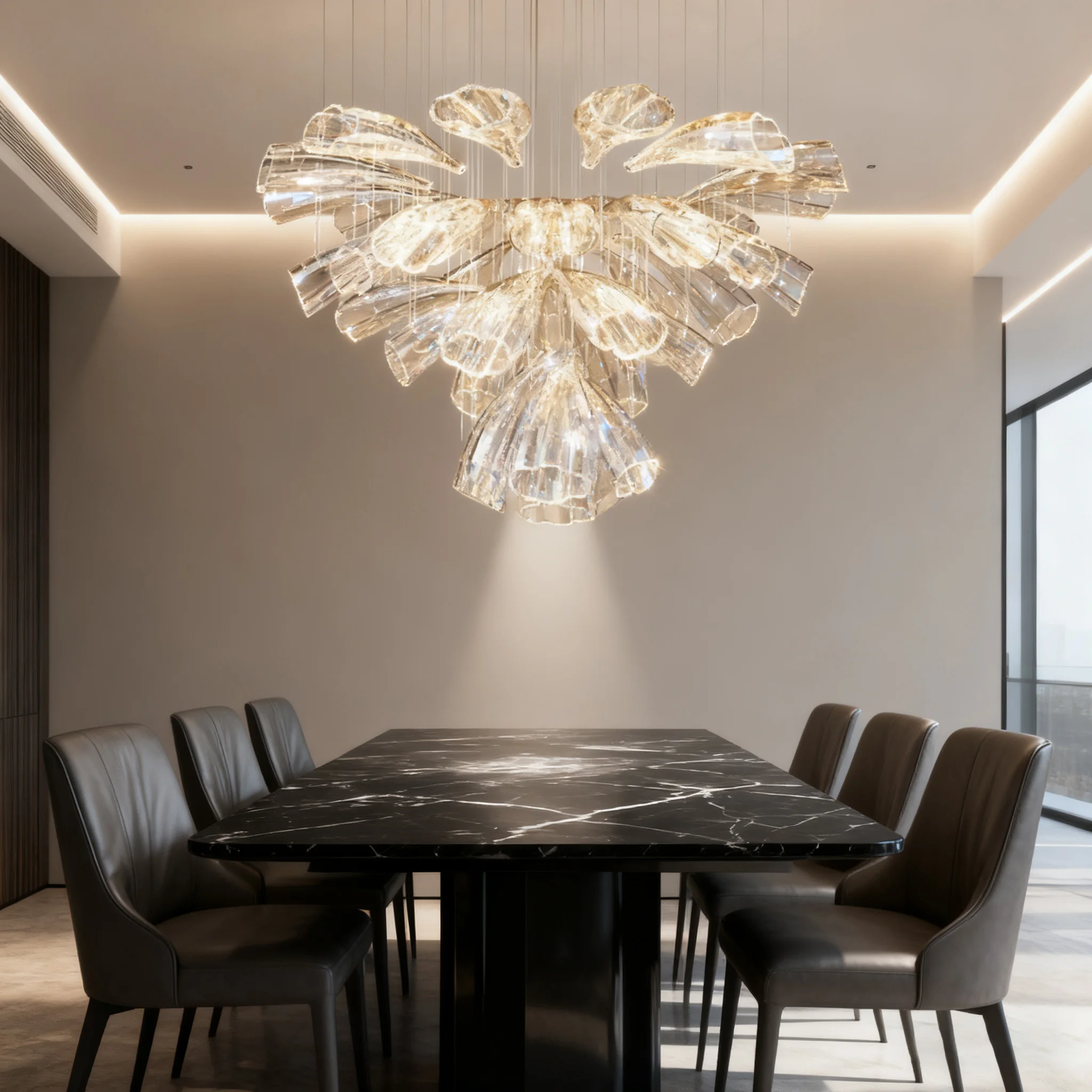 

AiPaiTe Modern Glass LED Pendant Lamp, Dimmable Ceiling Lustre for Hotel Lobby & Villa Staircase, French Style