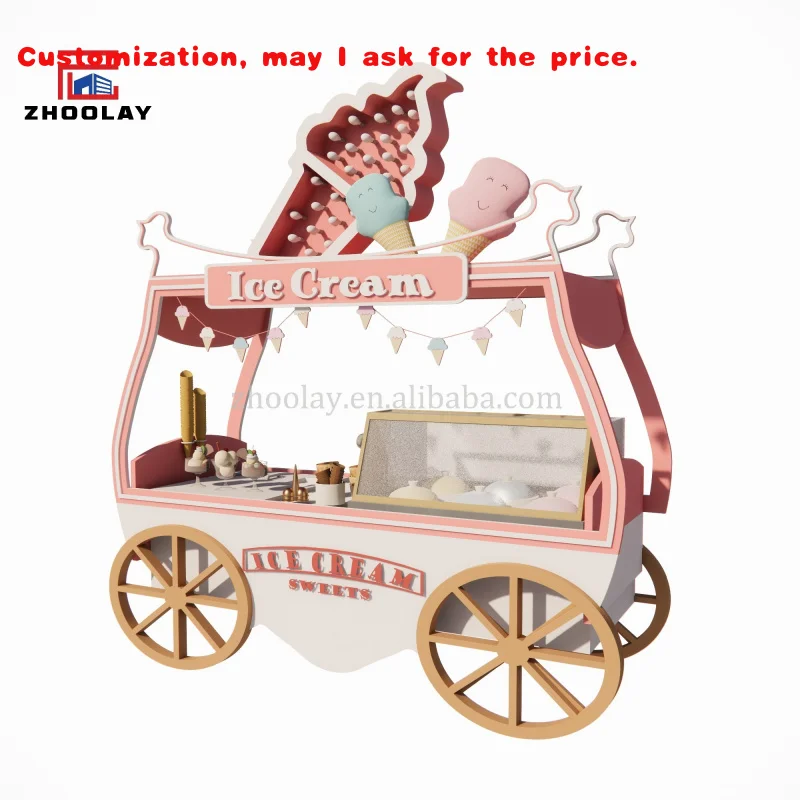

custom.Outdoor Sale Car Iron Flower Cart Community Streets Sweets Candy Bread Cart Stall Shop Stand Portable