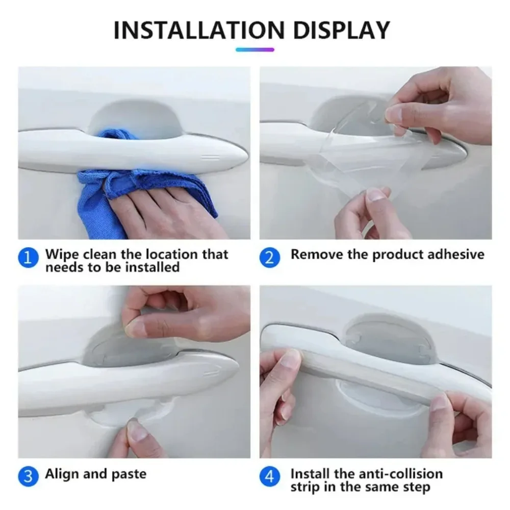 Car Door Handle Bowl Scratch Protective Invisible Transparent Stickers Silicon Rearview Mirror Anti-collision Protection Strip image 4