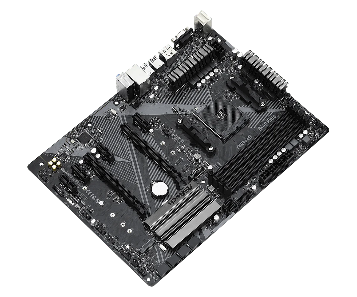 CPU ASRock B450 Pro + Ryzen5 3600 ASRock B450 Pro4 R2.0 Motherboard AM4 B450 DDR4 64GB ATX support