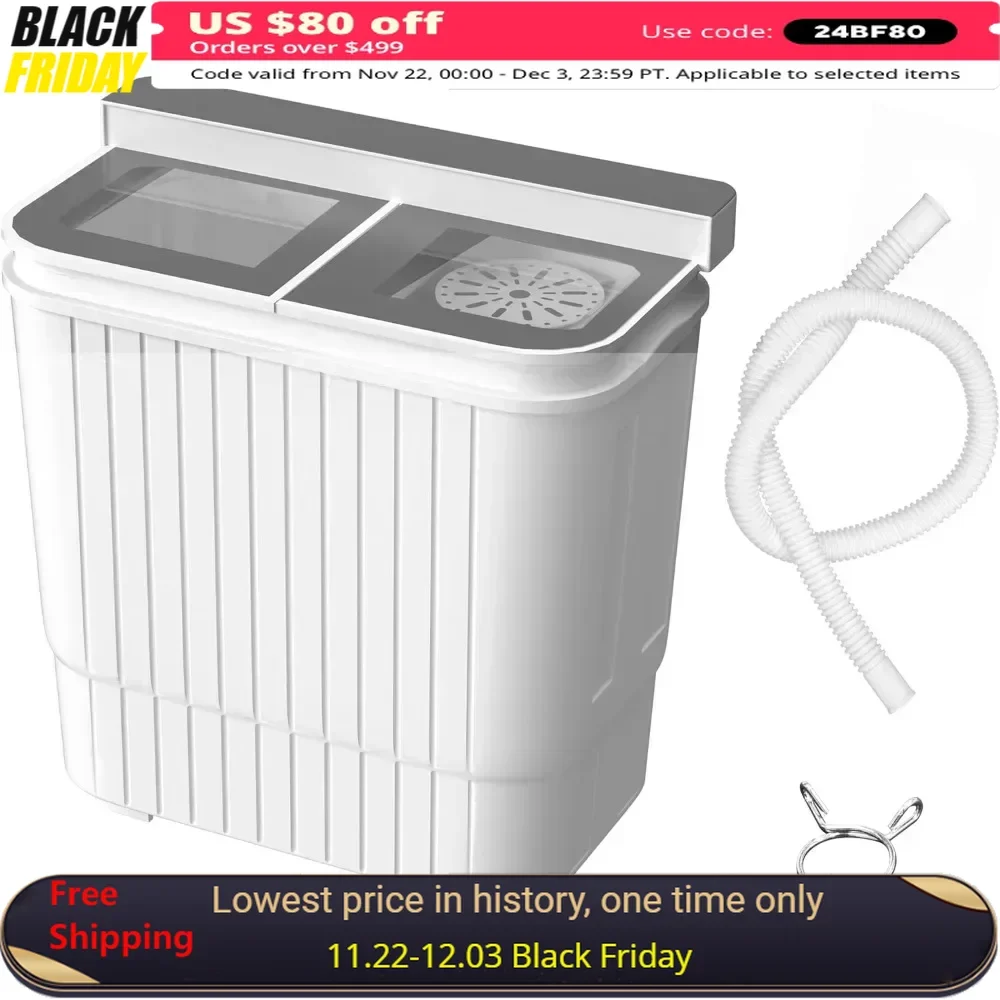 Portable Washing Machine, 22 Lbs Combo with Spin Dryer, Compact Twin Tub Laundry Washer