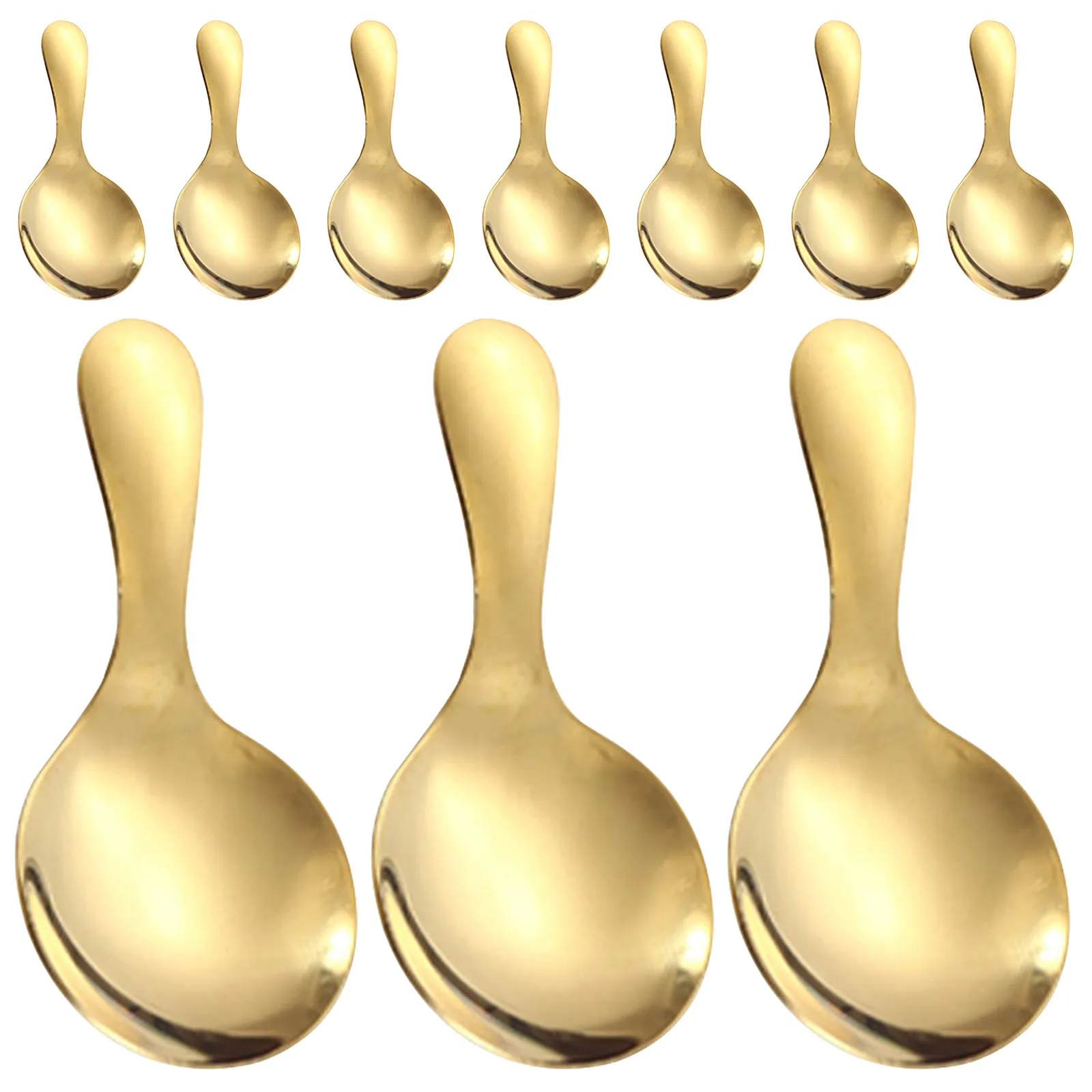 10Pcs Ice Cream Scoop Gold Mini Spoons Stainless Steel Short Handle Dessert Scoop for Canisters Coffee