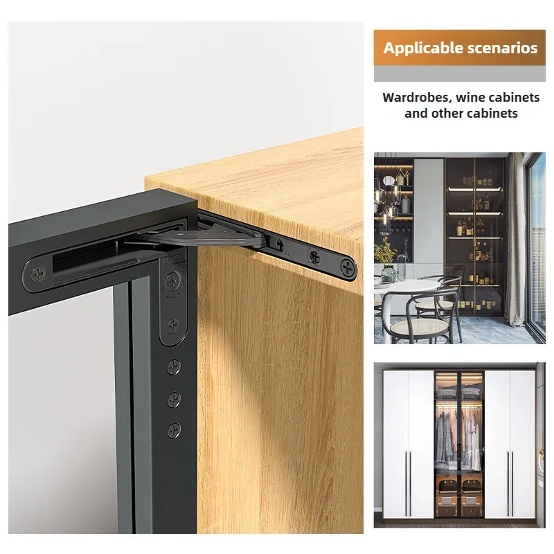 30KG Hochbelastbare Verdeckte Ober- und Unterachsen-Scharniere Aluminiumrahmentürscharnier mit Dämpfungspuffer – Detail 5