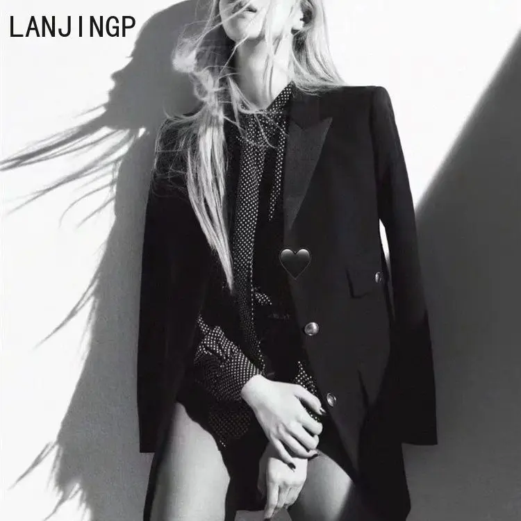 

Черный уличный блейзер высокого класса с холодным отделом, жареный уличный блейзер 2022, весна и осень, новый нишевый повседневный универсальный топ