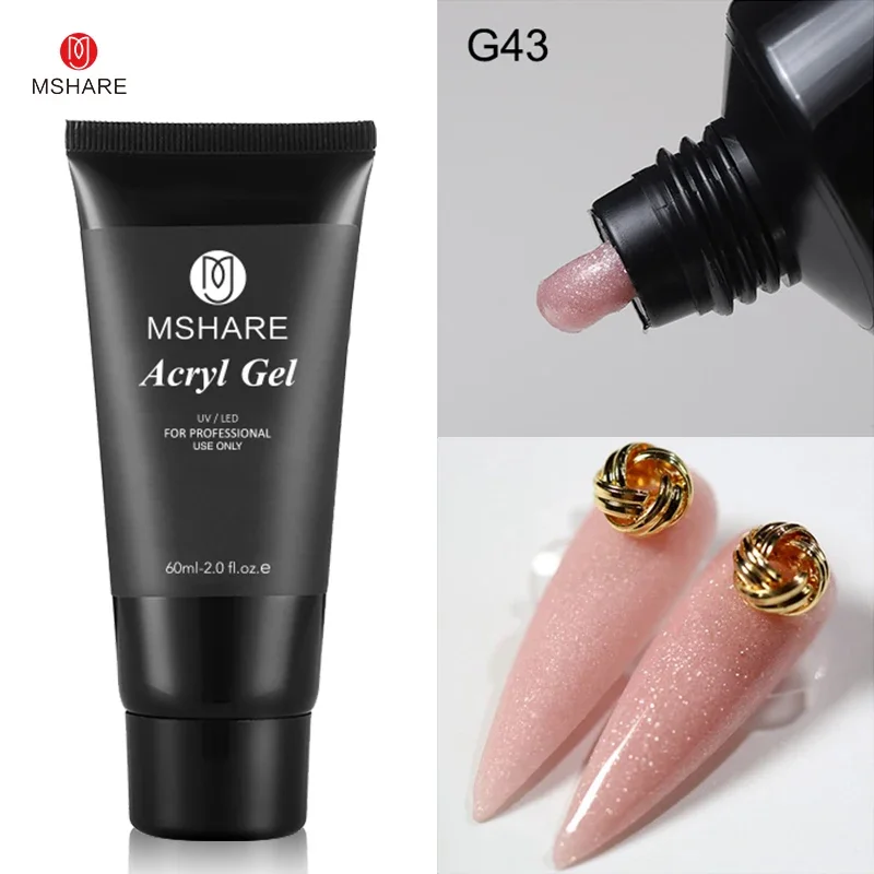 MSHARE 60ml Sparkling Acryl Gel Poly Nails Acrylic Gel Builder UV Led Acrylgel Nail Extension Professional Salon Nail Product image 3
