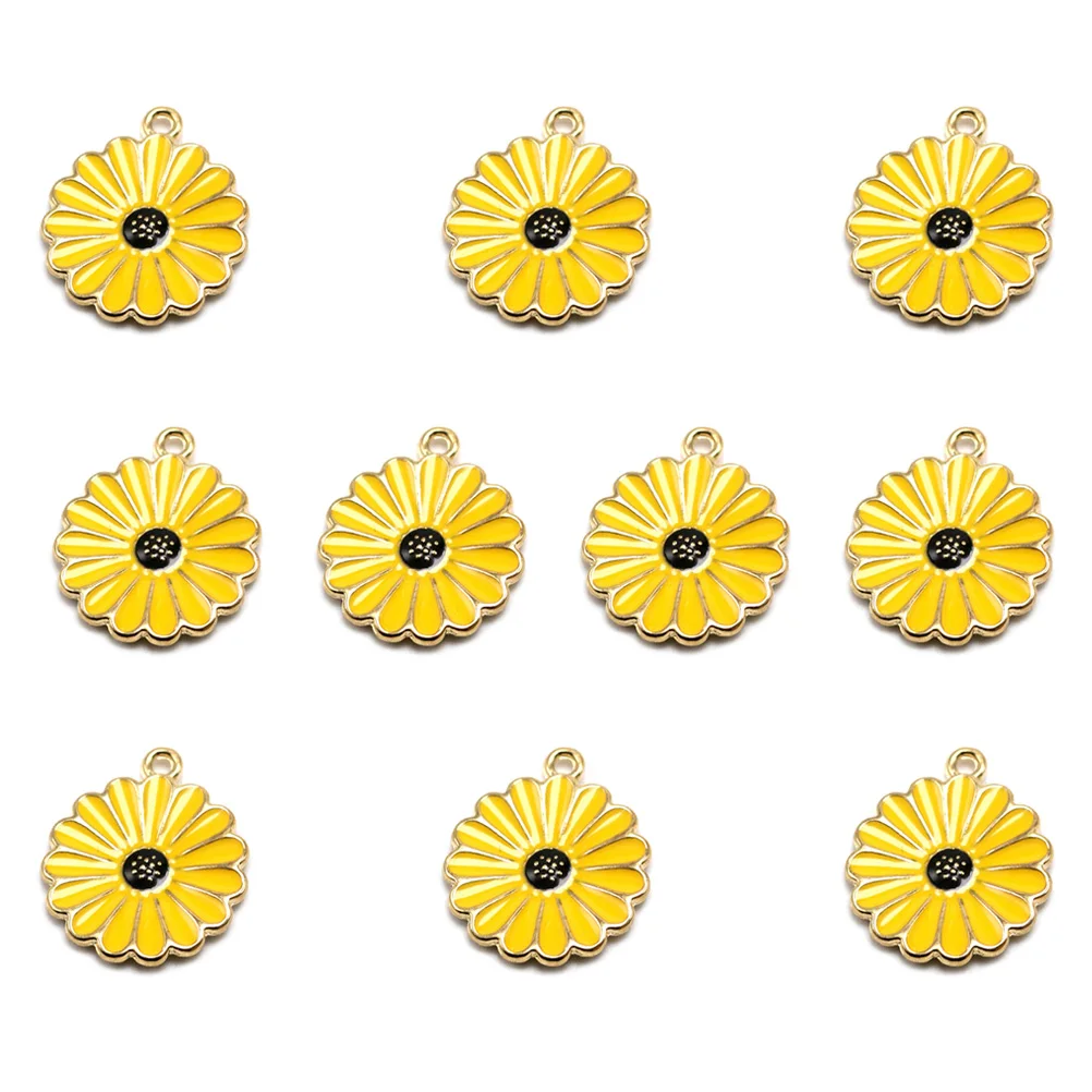

10 Pcs Sunflower Earrings Alloy Pendant Charms for DIY Necklace Bracelet Yellow Jewelry Accessories Fashion Pendant Set